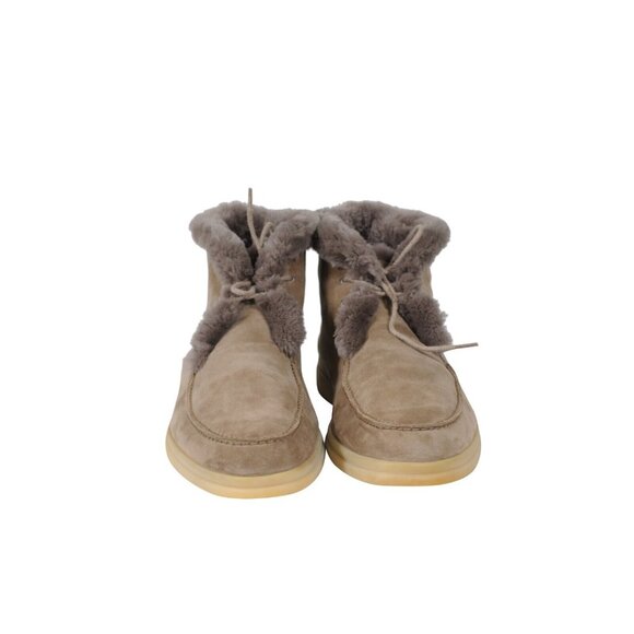 Loro Piana Mens Open Walks US11.5 EU44.5 Tan Suede Beaver Fur Chukkas Ankle Boot - Picture 2 of 12